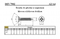 ŠROUBY DO PLECHU SE ZÁPUSTNOU HLAVOU S KŘÍŽOVOU DRÁŽKOU DIN 7982C/A2