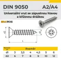 VRUTY UNIVERZÁLNÍ SE ZÁPUSTNOU HLAVOU S KŘÍŽOVOU DRÁŽKOU AN 9050/A2