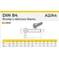 ŠROUBY S VÁLCOVOU HLAVOU A DRÁŽKOU DIN 84A/A4