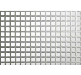 PLECHY DĚROVANÉ-OTVORY ČTVERCOVÉ NEPŘESAZENÉ, mat. 1.4301