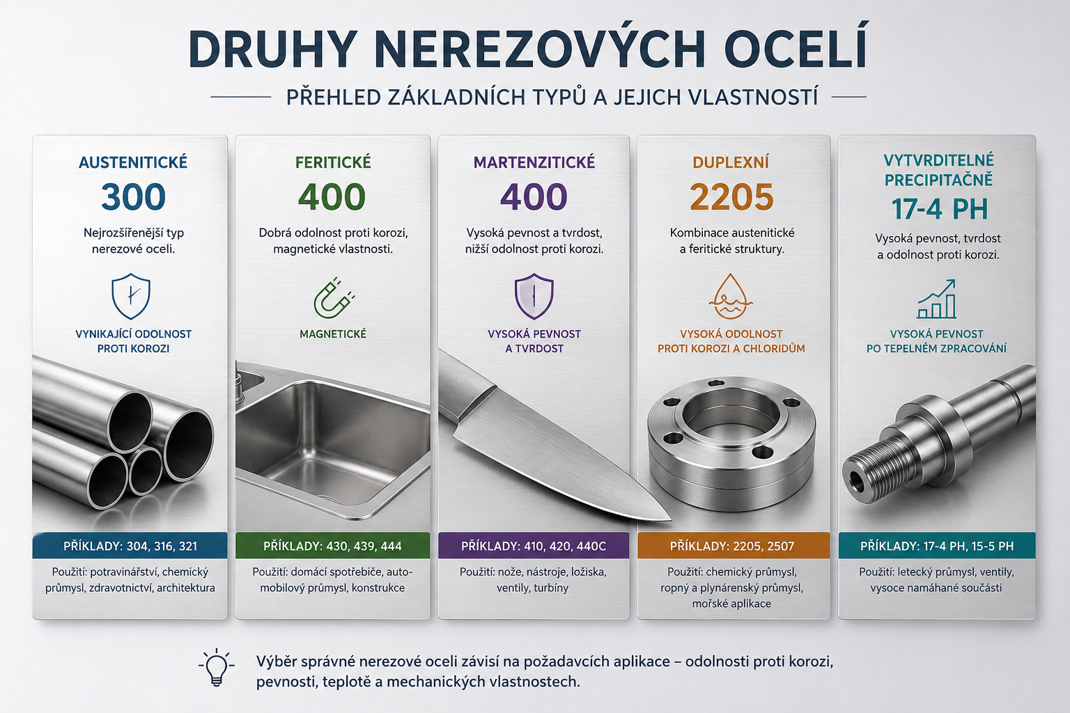 druhy nerezových ocelí
